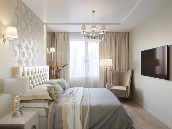 sypialnia glamour biała